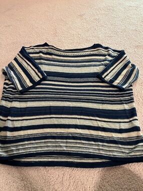 Alfred Dunner Navy and Cream Striped Women’s Sweater